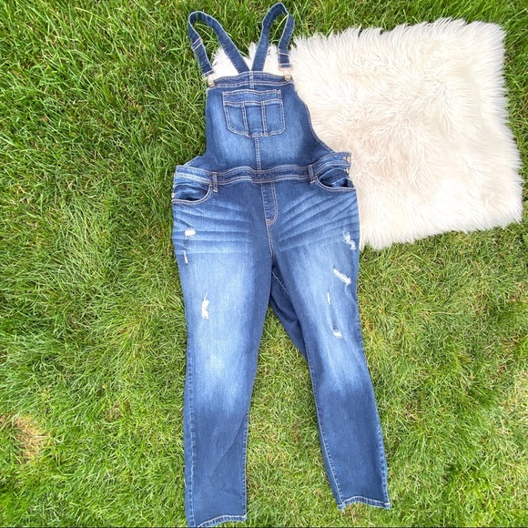 Torrid EUC distressed overalls 22 - Picture 2 of 9